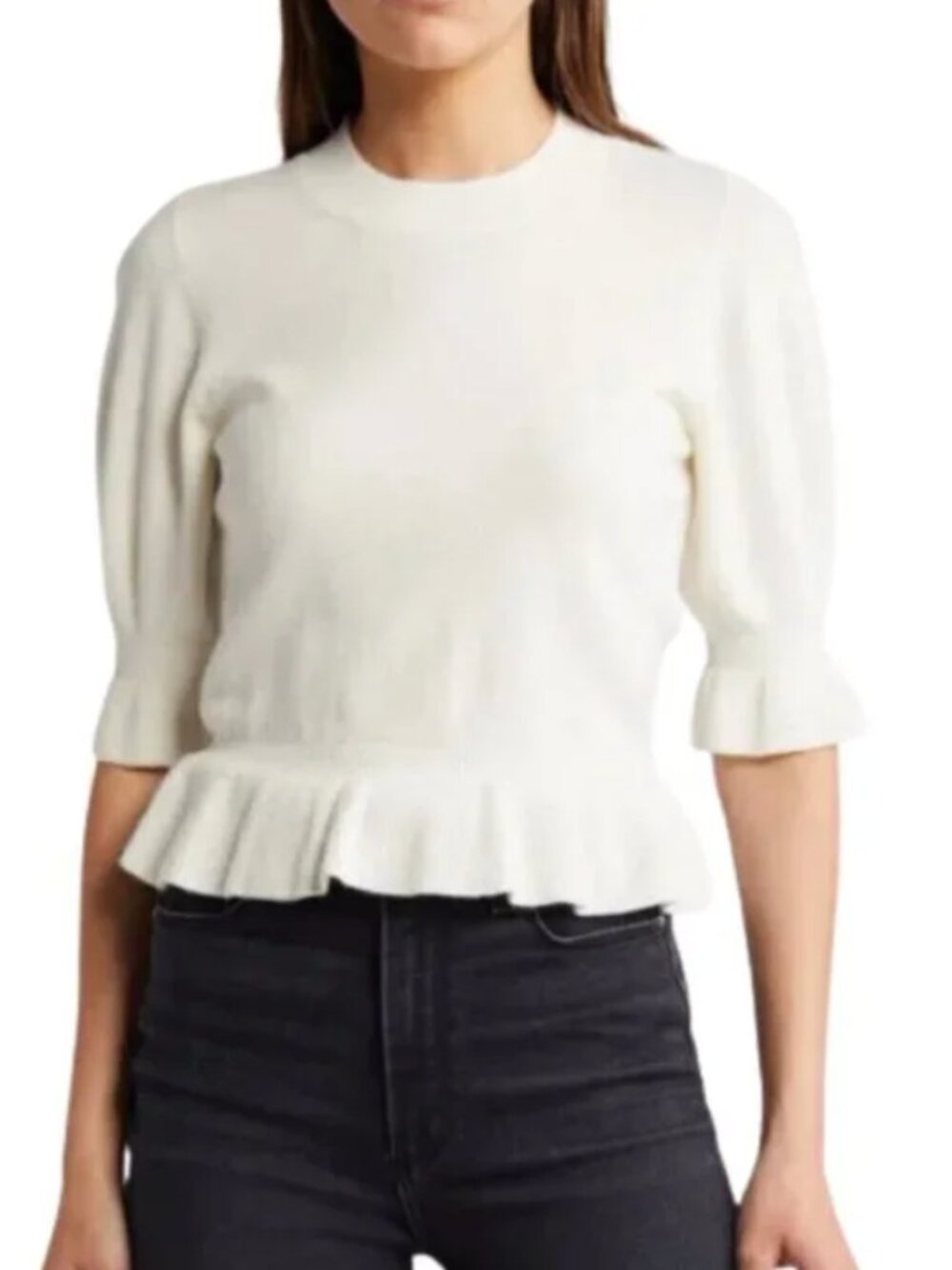 *NWT* PAIGE Sabelina Ruffle Top, size M (ivory/cream)
